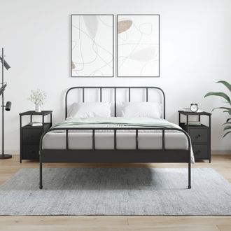 vidaXL Vidaxl - Mesitas De Noche 2 Uds Madera De Ingenier&iacute;a Negra 30x60x60 Cm