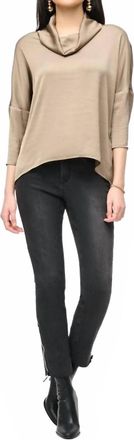 Joseph Ribkoff Cowl Neck Satin Top In Latte