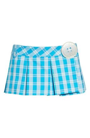 Sandy Liang Satsuma Pleated Plaid Miniskort in Blue Multi at Nordstrom, Size 10