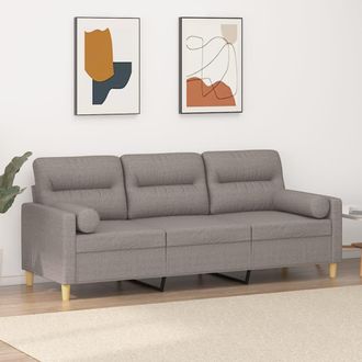 vidaXL Sof&aacute; De 3 Plazas Con Cojines Tela Gris Taupe 180 Cm Vidaxl