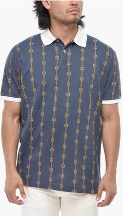 Gucci Two-Button Polo With All-Over Iconic Pattern size M