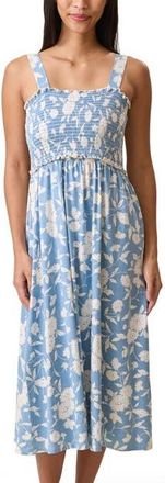 Kindred Bravely Sienna Smocked Maternity & Nursing Dress in French Blue at Nordstrom, Size X-Large