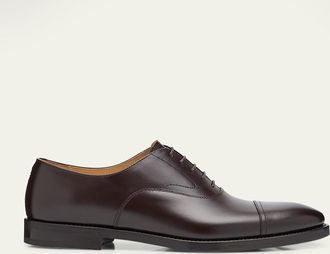 Brunello Cucinelli Mens Calf Leather Cap-Toe Oxfords