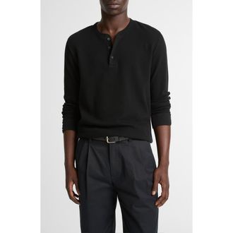 Vince Jacquard Long Sleeve Henley in Black at Nordstrom, Size Xx-Large