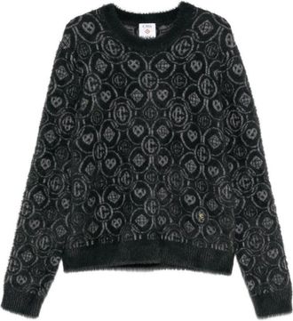 Casablanca Textured Gray Sweater With Fuzzy Pattern