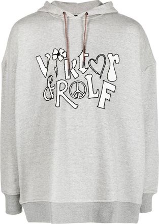 Viktor & Rolf logo-print cotton hoodie - men - Cotton - S - Grey