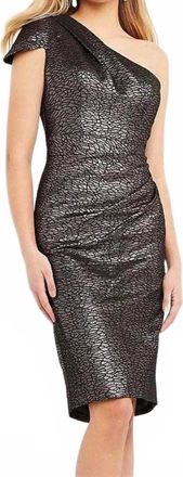 Jovani One Shoulder Knee Length Midi Dress In Coffee