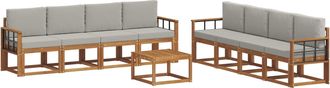 vidaXL Conjunto De Sof&aacute;s De Exterior 9 Uds. Gris Natural Y Claro Vidaxl