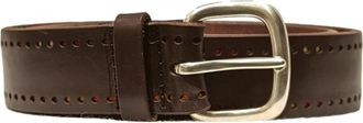 Orciani Bruine leren riem met gedecoreerd profiel - Heren - Riemen - Bruin - 90 CM - Leer - Accessoires