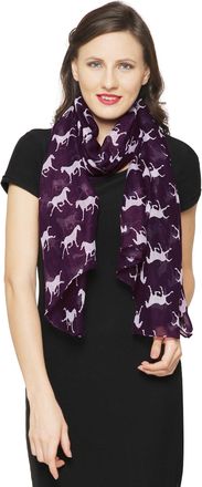 World of Shawls Women Scarf Horses Print Design Ladies Scarves Shawl Wrap Maxi Scarf Sarong (Plum)