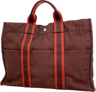 Herm&egrave;s Brown Canvas Tote Bag (Pre-Owned)