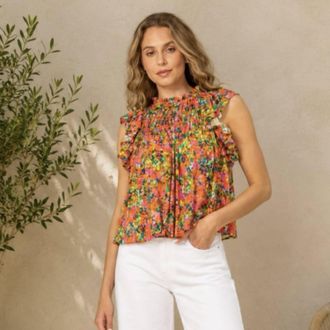 Lavender Brown Chelsea Top In Red Multi