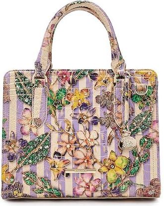 Brahmin Cami Satchel Womens Handbags Pinstripe Petals, Leather