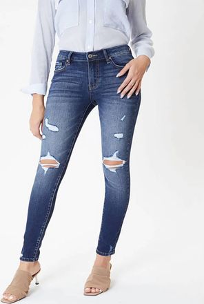 Kancan Audrey Mid-Rise Skinny Jeans In Blue