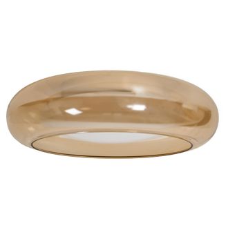Beliani L&aacute;mpara De Techo Moderna Con Led Integrado Pantalla De Vidrio En Forma De Anillo Base De Metal Con Regulador De Intensidad Marr&oacute;n Claro Nith