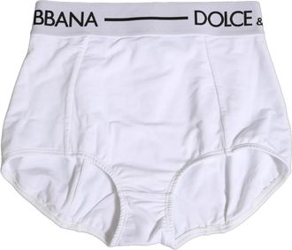 Dolce & Gabbana Witte Logo Tailleband Coulotte Panty Ondergoed - Dames - Onderbroek - Wit - S - Katoen - Ondergoed