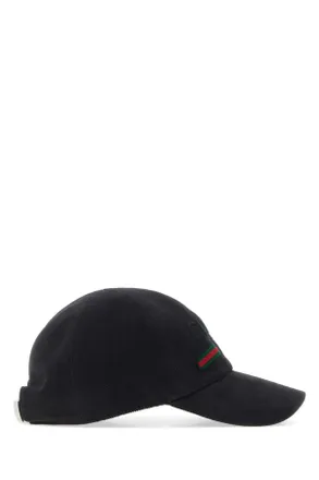 Gucci Mens Slate Canvas Baseball Cap Blackblack Cotton Cappelli Hat