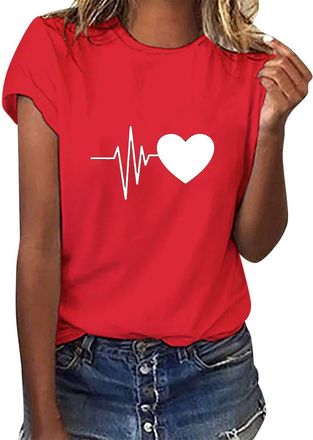 Heekpek Women Bee Kind T Shirt Ladies Blouse Bee T Shirt Crew Neck T Shirt Graphic T Shirt Women Short Sleeve Tops Summer Tee Tops, ZZRed, Size M