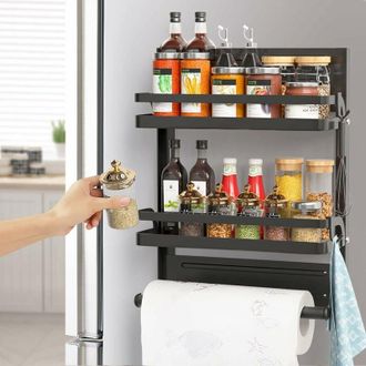OEM Rack Magnetico Para Nevera - Acero Pintado - Carga Maxima 3 Kg - Fijacion Por Imantacion Sin Taladrar - 3 Niveles - 1 Unidad