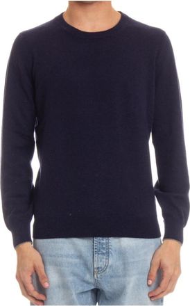 Brunello Cucinelli Blauwe Kasjmier Trui met Ronde Hals - Heren - Cashmere truien - Blauw - 2XL - Kasjmier - Truien & Vesten