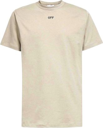 Off-white T-Shirts, male, Beige, Size: 2XL Casual Cotton Tee Shirt