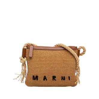 Marni Pre-owned Raffia Crossbody Bag - Dames - Pre-owned - Bruin - Maat: ONE Size Leer