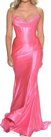 Sherri Hill Strapless Gown In Bright Pink
