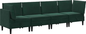 vidaXL Juego De Muebles De Sal&oacute;n 4 Uds. Verde Oscuro Terciopelo Vidaxl