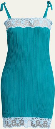 Chlo&eacute; Lace-Trim Sleeveless Rib Knit Mini Dress