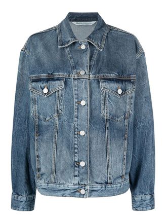 Palm Angels Womens Sunrise Denim Jacket Cobalt Blue - Size Medium