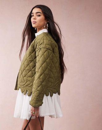 Asos Giacca trapuntata kaki-Nessun colore