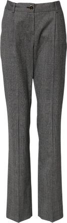 Dolce & Gabbana Womens Gray Checkered High Waist Flared Pants Virgin Wool Elastane