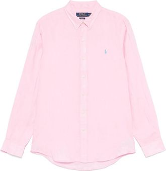 Ralph Lauren Lange Mouw Sport Shirt - Heren - Casual Overhemden - Roze - M - Linnen - Overhemden