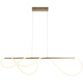 Loops Satin Gold Modern Linear Ceiling Pendant Light - Integrated LED Tape Module