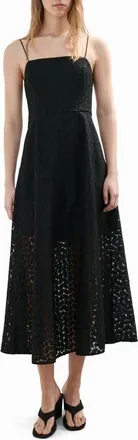 Mango Cutwork Embroidery Midi Dress in Black at Nordstrom, Size 6