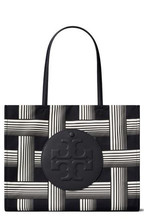 Tory Burch Ella Print Tote in Block Print Black at Nordstrom