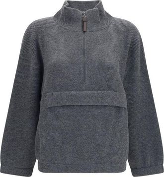 Brunello Cucinelli Gray Cashmere Womens Sweatshirt