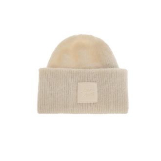 Ami Accessoires, Heren, Beige, ONE Size, Wol, Logo Patch Muts