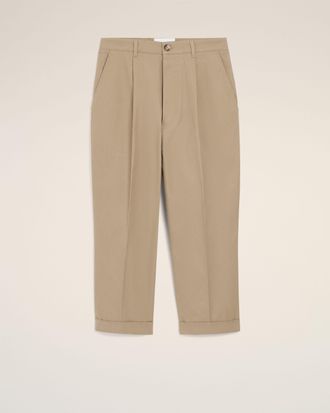 Ami Beige Cotton Carrot Oversized Trousers Beige - XXL - for Men