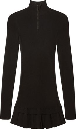 Off-white Black High-neck Pleated Knitted Minidress