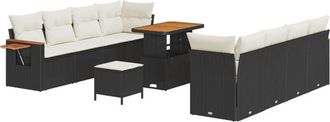 vidaXL Vidaxl - Garden Sofa Set Manual 11 pcs Black and cream 90 x 55 x 71 cm