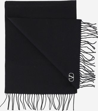 Valentino Garavani Mens Scarf Virgin Wool Black Scarfs