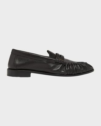 Saint Laurent Men & apos;s Le Loafer Creased Leather Mules