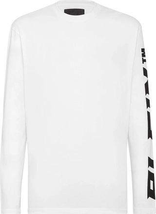 Philipp Plein T-shirt met Ronde Hals - Heren - Longsleeves - Wit - 3XL - Katoen - Tops