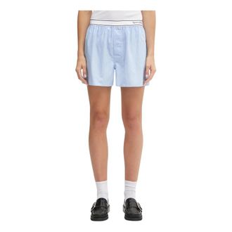 Sporty & Rich Serif Logo Gym Shorts - Dames - Bermuda - Blauw - XS - Katoen - Korte Broeken