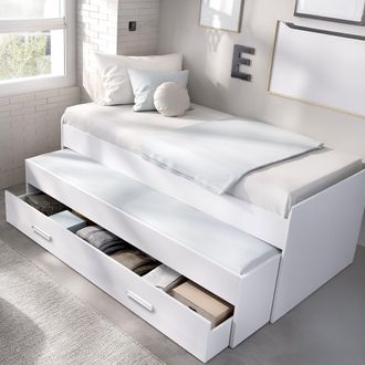 Dmora Letto Per Bambini Zion, Lettino Contenitore, Dimensione Materasso 90x190 Cm, Bianco