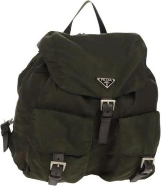Prada Pre-owned Backpacks, female, Green, Size: ONE SIZE Pre-owned Vintage Nylon Backpack