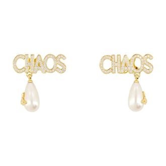 Vivienne Westwood Pendientes de Perlas Chaos - Accessories - Mujer - Amarillo - ONE SIZE