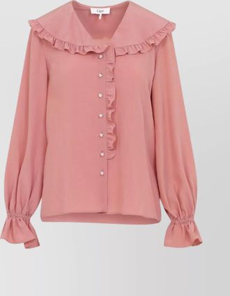 Chlo&eacute; silk ruffled v-neck long-sleeve blouse