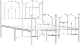 vidaXL Metal Bed Frame without Mattress with Footboard White 120x200cm Vidaxl